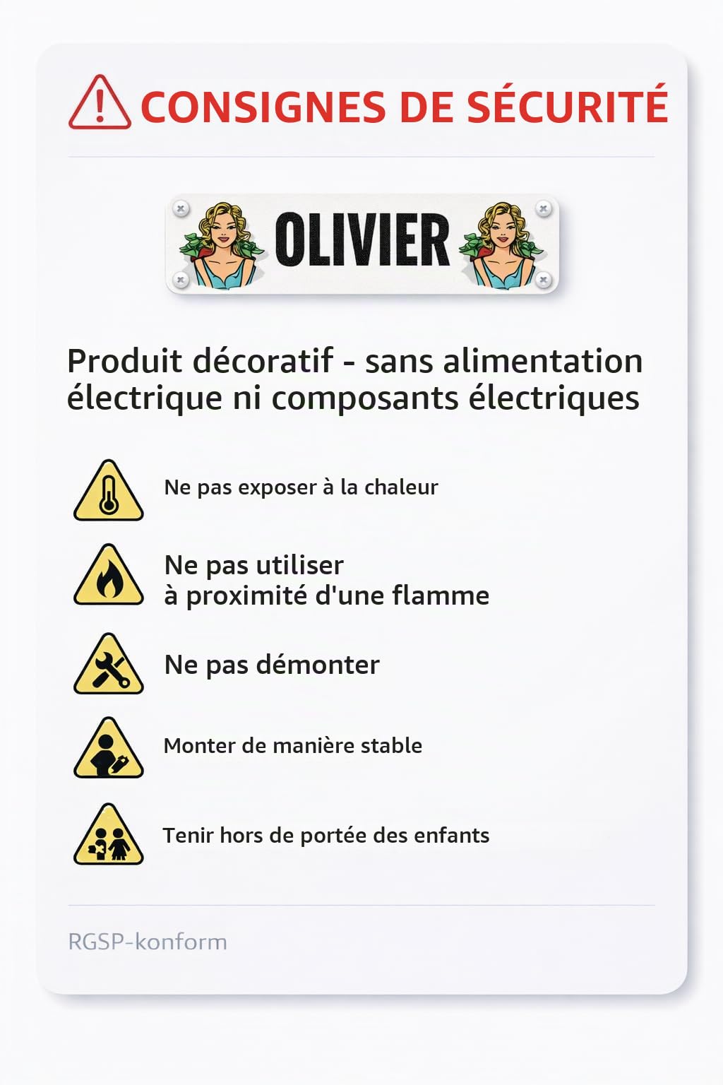Plaque Prénom Camion Personnalisée Non Lumineuse – Décoration Pare-Brise Chauffeur Routier – Plaque Cabine Camion Personnalisable – Accessoire Déco Poids Lourd