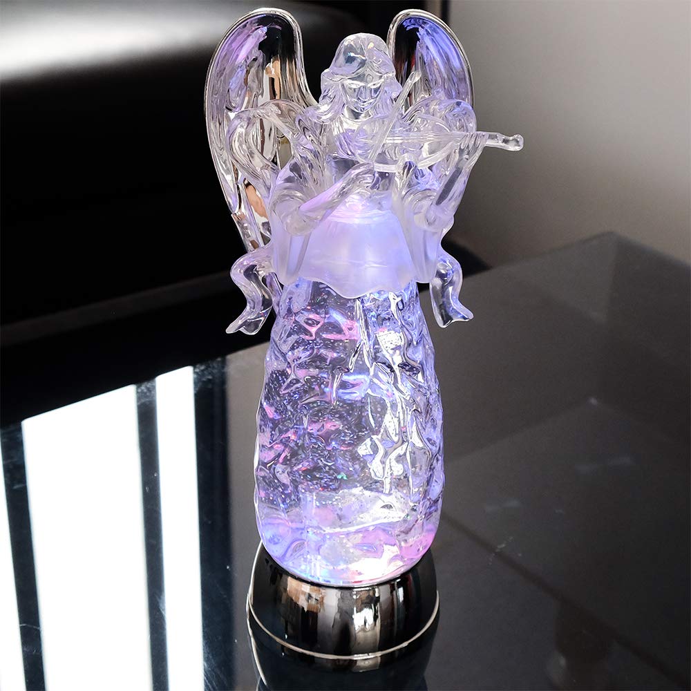 DRomance 11" Angel Snow Globe Lantern - Battery Operated Color Changing LED Light With 6 Hour Timer - View #10