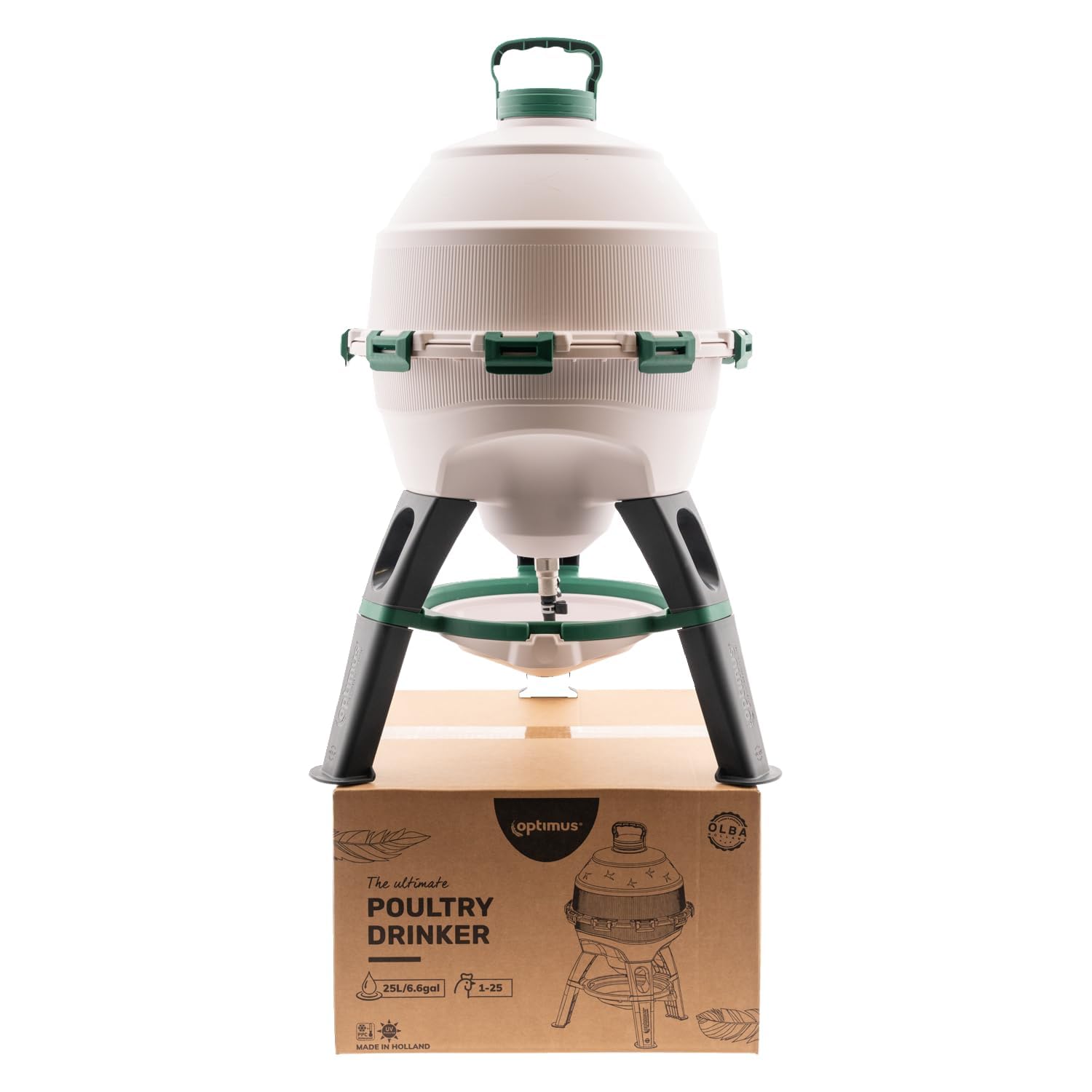 Abbeveratoio per polli Optimus 25 L per fino a 25 polli, con ciotola di ricambio, serbatoio dell'acqua in due pezzi, abbeveratoio per pollame, abbeveratoio automatico per polli - distributore di acqua