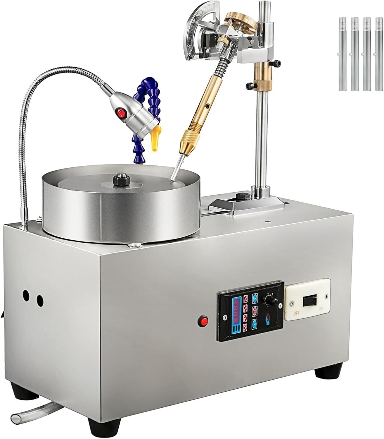 1800/2800RPM Gem Faceting Machine 120/180W Jade Grinding Polishing Rock Angle Polisher W/Digital Display Bucket Pump(With Water Pump)
