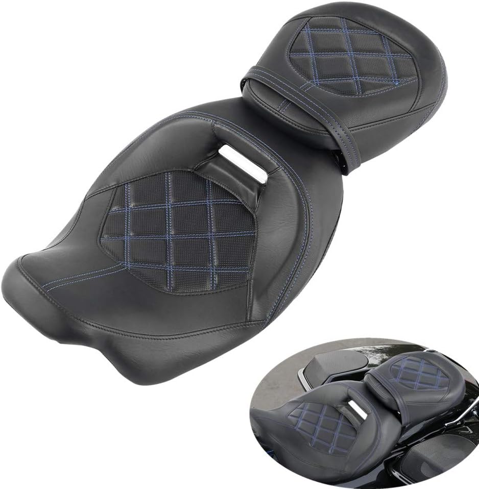 Low-Profile Rider Driver Passenger Pillion Seat Set Fits for Harley Touring 2009-2023 Road King FLHR Street Glide Road Glide Street Glide Ultra Limited