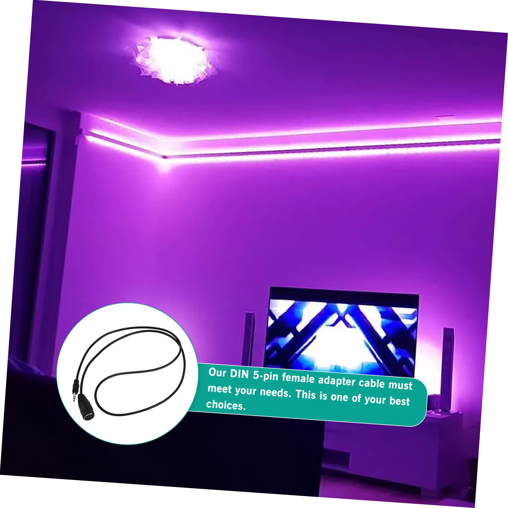 Yardwe Stereo Converter Cable 5-pin to 3.5mm Audio Jack Adapter Replacement Cable for Cd/