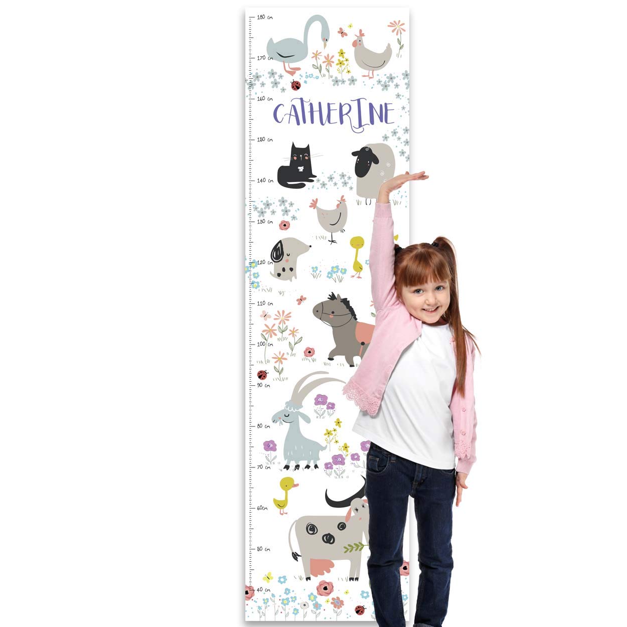 Paper Themes Personalised Height Chart - Farm Animals