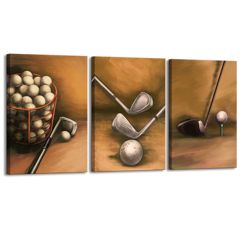 sechars Golf Painting Wall Art Vintage Golf Balls Picture Art Prints Sports Poster Artwork for Gym Home Office Man Bedroom Decoration Ready to Hang