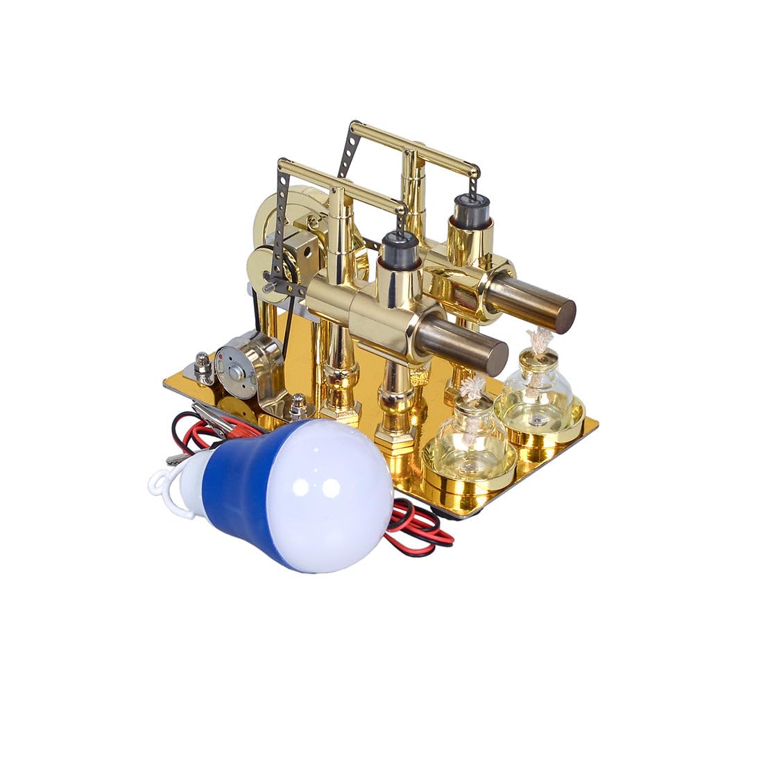 Stirling Doppelzylinder-Motorgenerator - DIY Dampfmaschine Modell für Physik Experimente