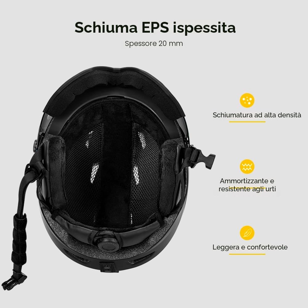 Kavolet - Casco da sci integrato per uomo e donna, casco da snowboard con visiera rimovibile, prese d'aria, resistente, caldo e traspirante, casco da sci per uomo donna
