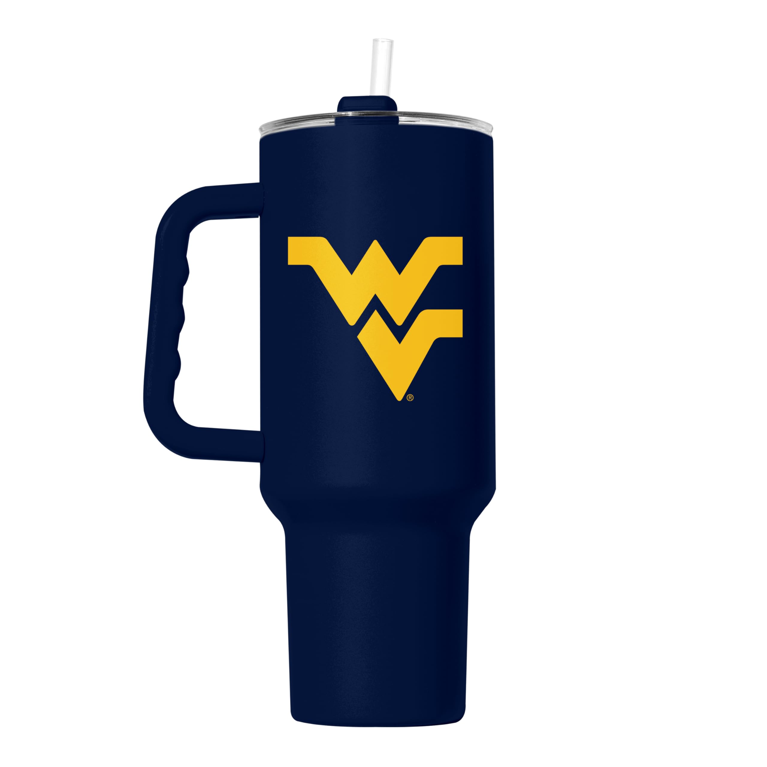 Logo Brands NCAA 40 oz Tumbler with Handle -Stainless Steel Insulated Travel Tumbler with Straw Lid – Powder Coated, Leak-Resistant, Keeps Drinks Hot/Cold – Great for Tailgating, or Everyday Use