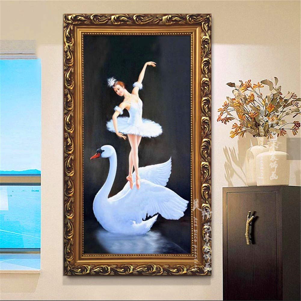 5D "zrób to sam" malarstwo diamentowe dla dorosłych, kompletny zestaw Swan Ballerina 60 x 120 cm diament, obraz kryształowy, stras, haft krzyżykowy, zestaw do haftu, duży obraz diamentowy, sztuka rzemiosło artystyczne, dekoracja ścienna