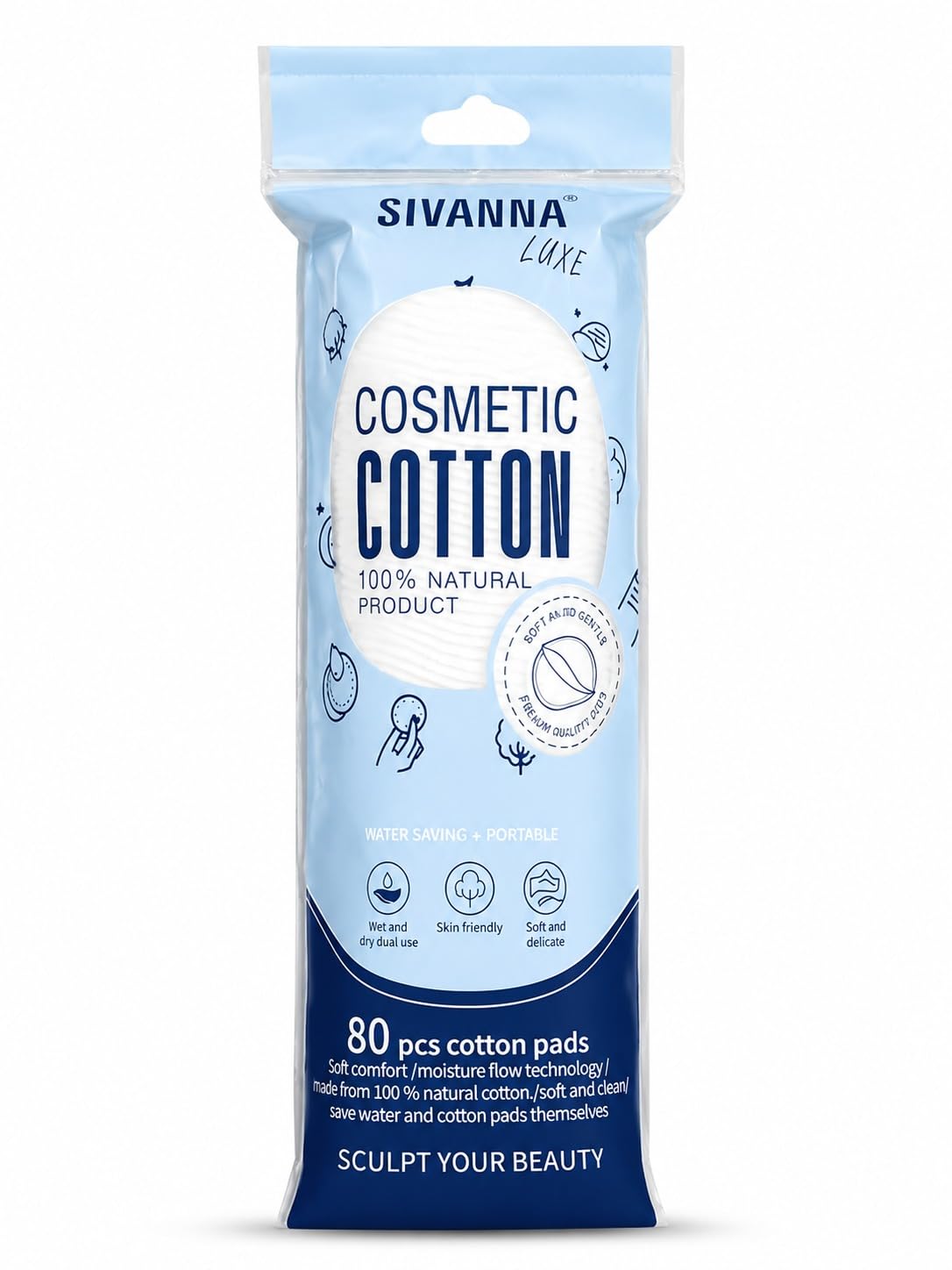 SIVANNA LUXE Cosmetic Cotton Pads (80 Pieces) | 100% Natural Cotton | Soft & Lint-Free Cotton Rounds | Makeup Remover Pads for Face, Toner, Cleansing & Nail Polish Removal | Wet & Dry Use-image-27