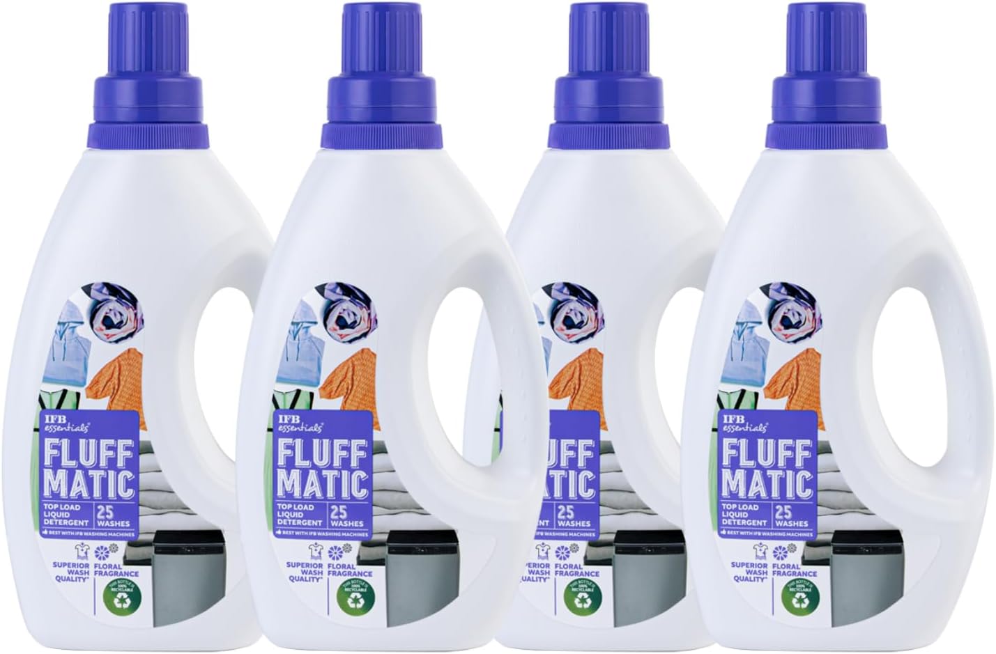 Fluff Matic Top Load Washing Machine Liquid Detergent (Pack of 4 * 880 ml)