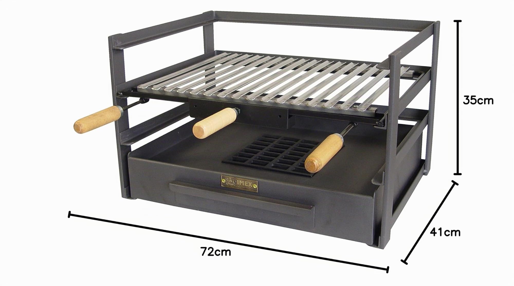 Imex El Zorro - Tiroir Barbecue avec Grille Inoxydable | 72 x 41 x 35 cm | Design Robuste et Compact pour barbecues en Plein air