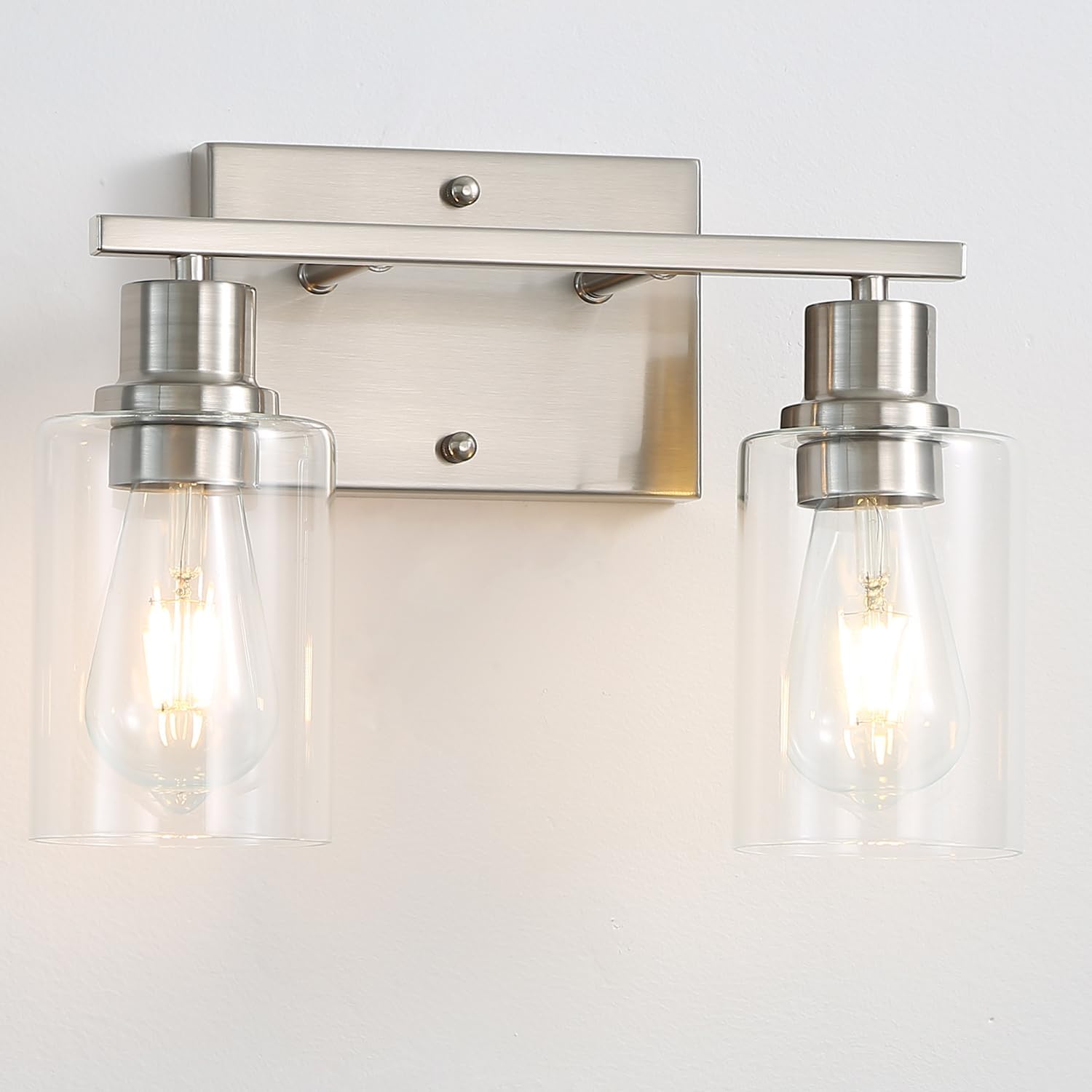 Jodauirt 2-Lights Brushed Nickel Bathroom Vanity Light Fixtures,Brushed ...
