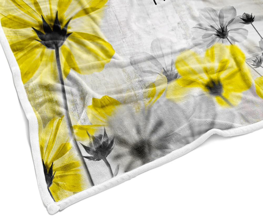 Inspirational Quote Throw Blanket for Couch Bedroom, I Can Do Everything Through Him Who Gives Me Strength Bible Verse Scripture Quotes Soft Thick Flannel Bed Blanket (60"X70"), Yellow