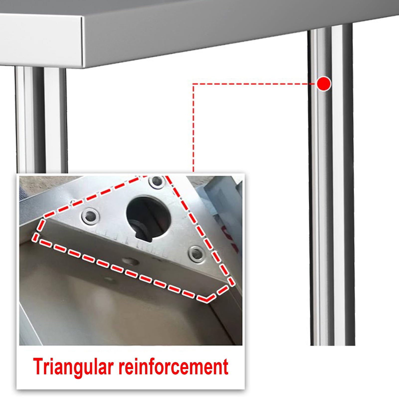 Banco de Trabajo de Acero Inoxidable de un Solo Nivel, Encimera de Cocina, Estante de Trabajo, Mesa de Preparación Multifuncional, Mesa de Corte, Mesa de Embalaje, Resistente Y Estable/50*30*
