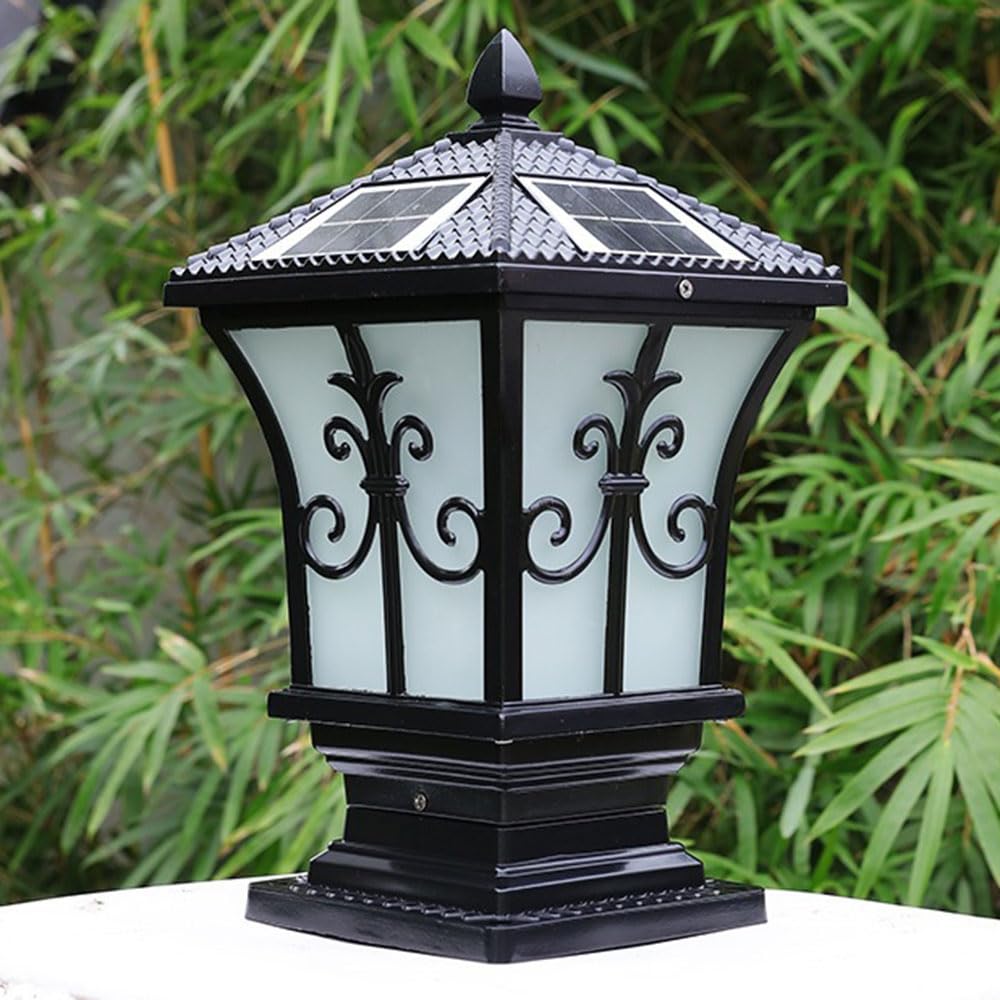 Lampe de pilier solaire européenne haut de gamme en bronze rouille BronDark