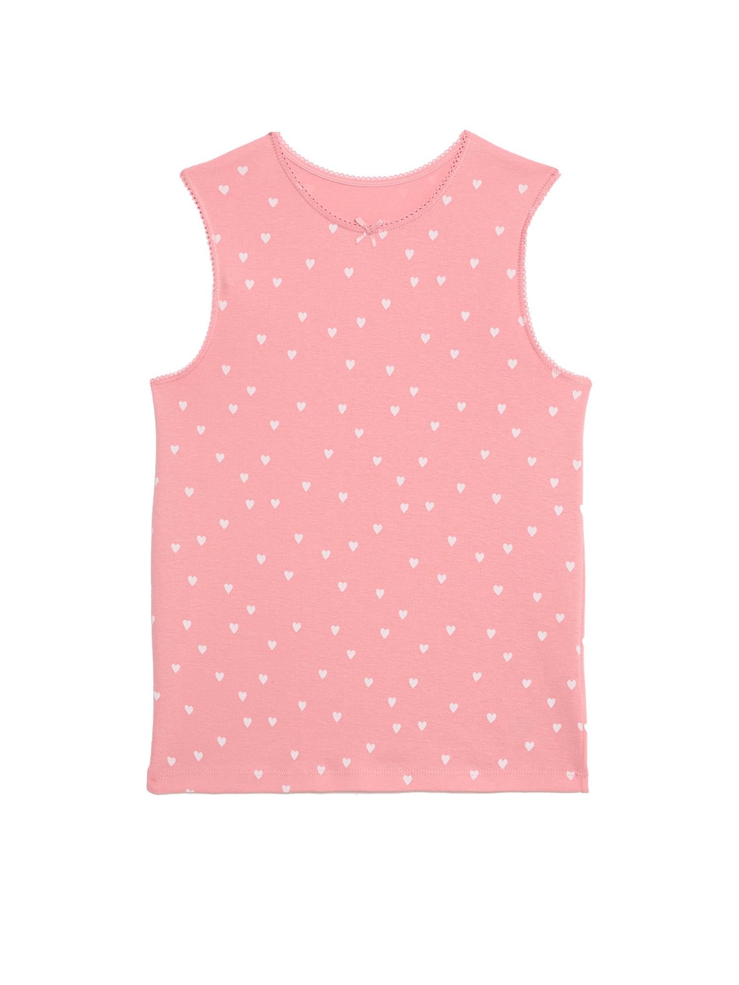 Marks & Spencer Bambini Puro Cotone Heart Stampa Canottiere 5-Pack – per Bambine – Vestibilità Regolare – StayNew™