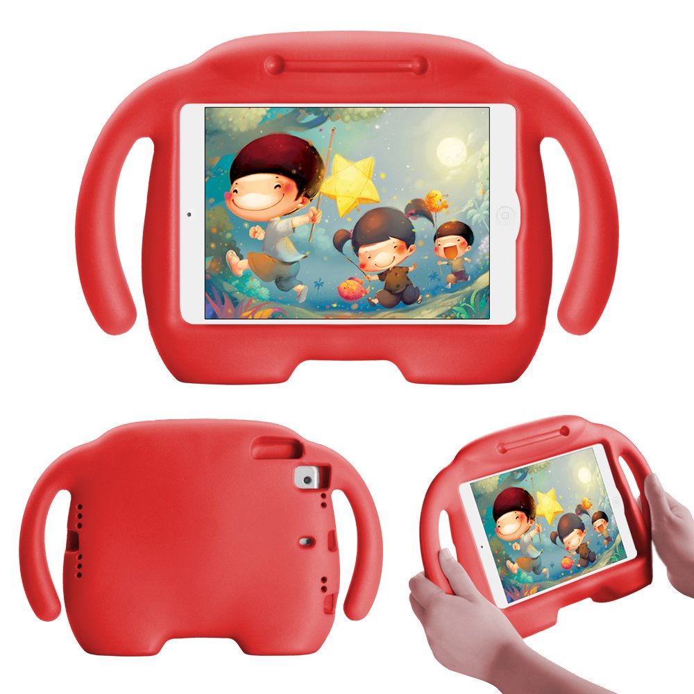 YIQU iPad Mini Case,iPad Mini 2 Case,iPad Mini 3 Case Cover, Shockproof Silicone Protective Case Kids Light Weight Freestanding Cover for iPad Mini, Mini 2, Mini 3 - Red