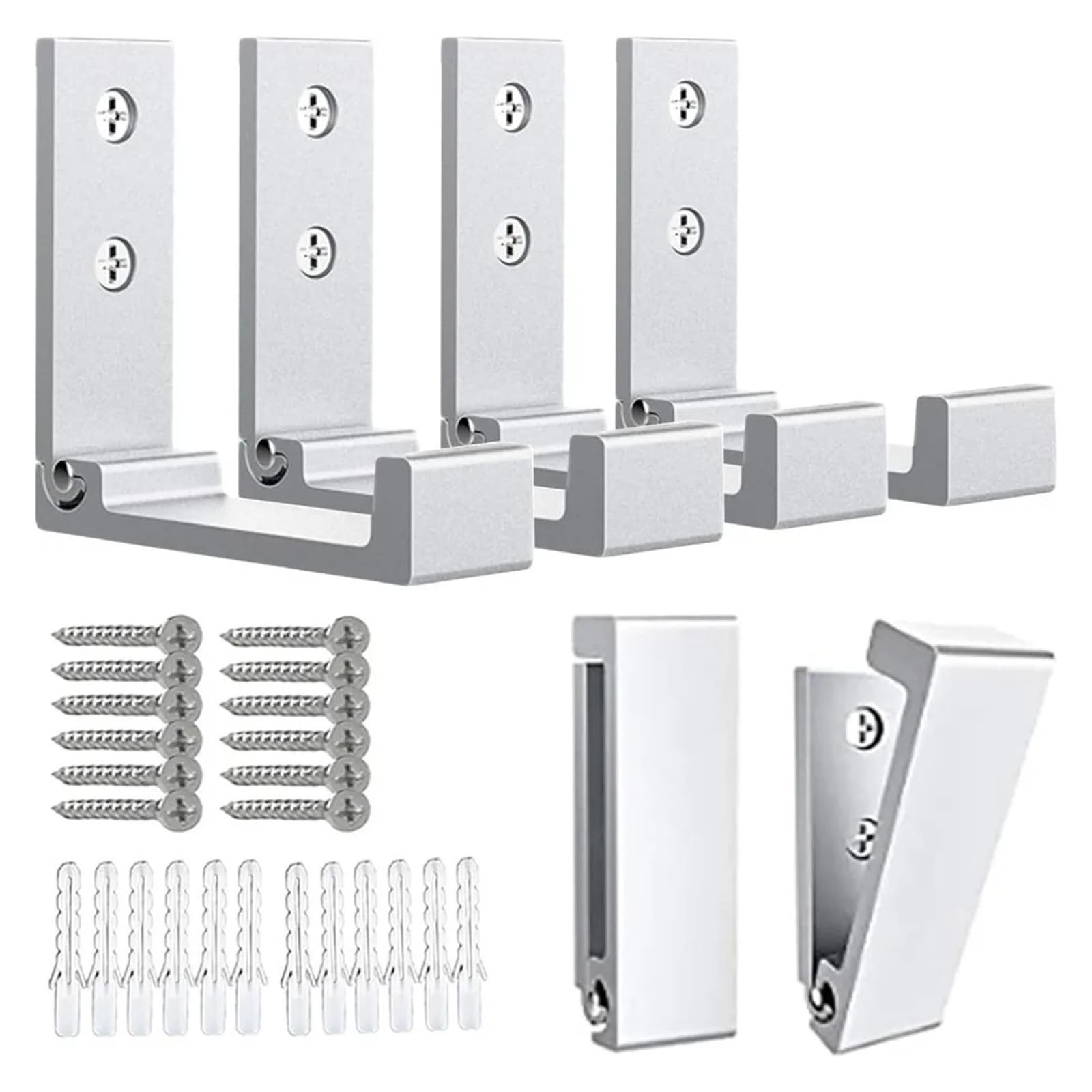 Składane wieszaki na ubrania, wiszące, składane, montowane na ścianie, wieszaki na ręczniki, wytrzymałe, aluminiowe, składane, do przechowywania(6 Pack Silver)