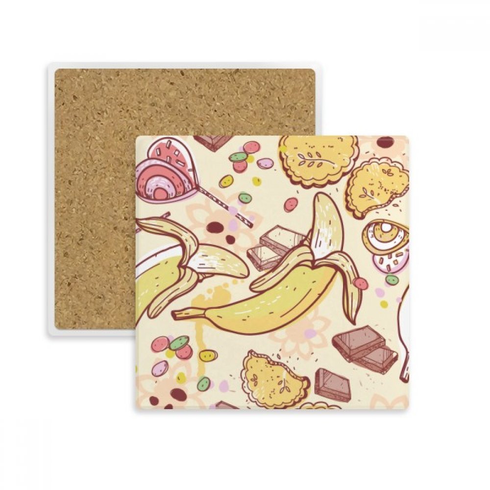 Sous-verre absorbant en pierre motif banane pour protéger la table de salon