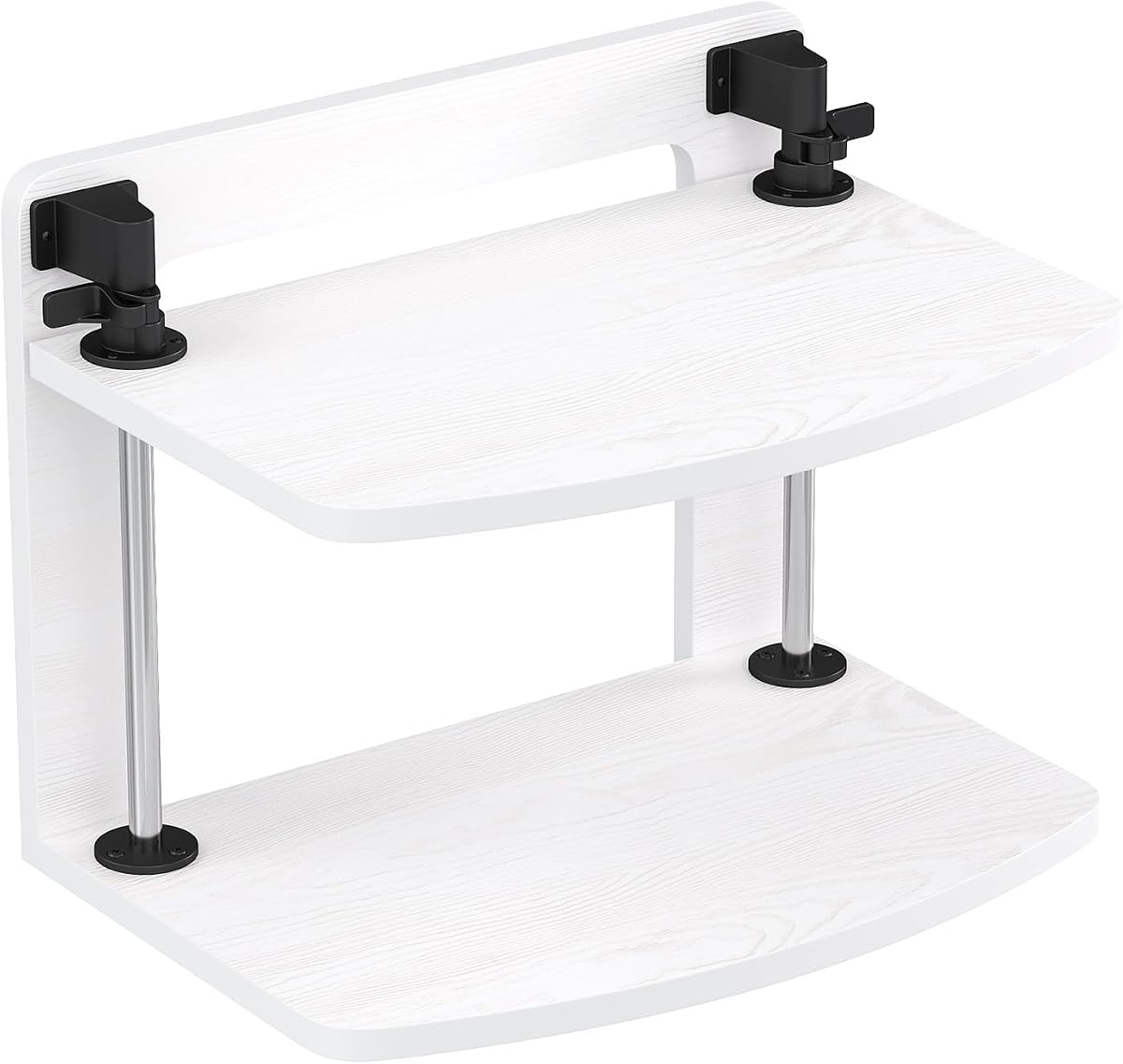 Computer Monitor Stand Riser for Reduced Neck Strain, Adjustable Height Desk Shelf Organizer Monitor Riser Stand for PC Monitor - Not for Laptop - Withe - Wood Grain, MR01-M