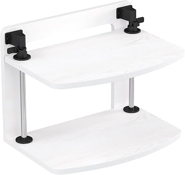 Computer Monitor Stand Riser for Reduced Neck Strain, Adjustable Height Desk Shelf Organizer Monitor Riser Stand for PC Monitor - Not for Laptop - Withe - Wood Grain, MR01-M