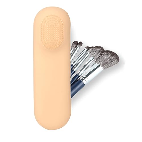 Gmdrounz Soporte para brochas de maquillaje de viaje Soporte grande de silicona moderno y portátil para brochas de maquillaje suave y elegante con