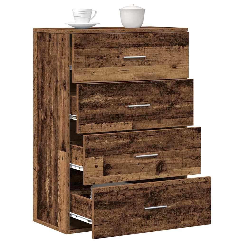 Buffet en bois recyclé avec ders 60 x 31 x 84 cm, polyvalent, pour cuisine et salon, commode en bois pour couloir et salle à manger
