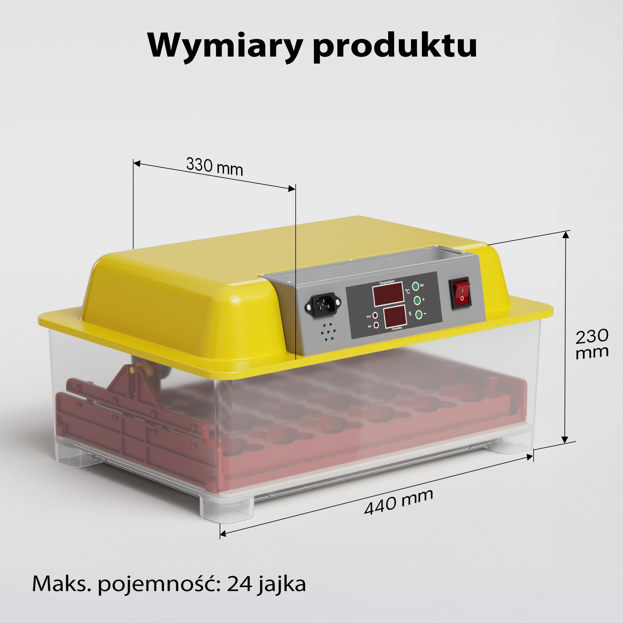 Wiltec Automatyczny inkubator dla 24 jaj, klujnik, wylęgarka z systemem obracania, precyzyjną regulacją temperatury i wilgotności do hodowli domowej