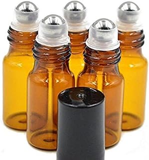 12PCS 5ml Empty Brown Glass Roll On Bottles With Stainless Steel Roller Balls And Black Cap Roll-on Container For Essential Oil Lip Balms Perfumes