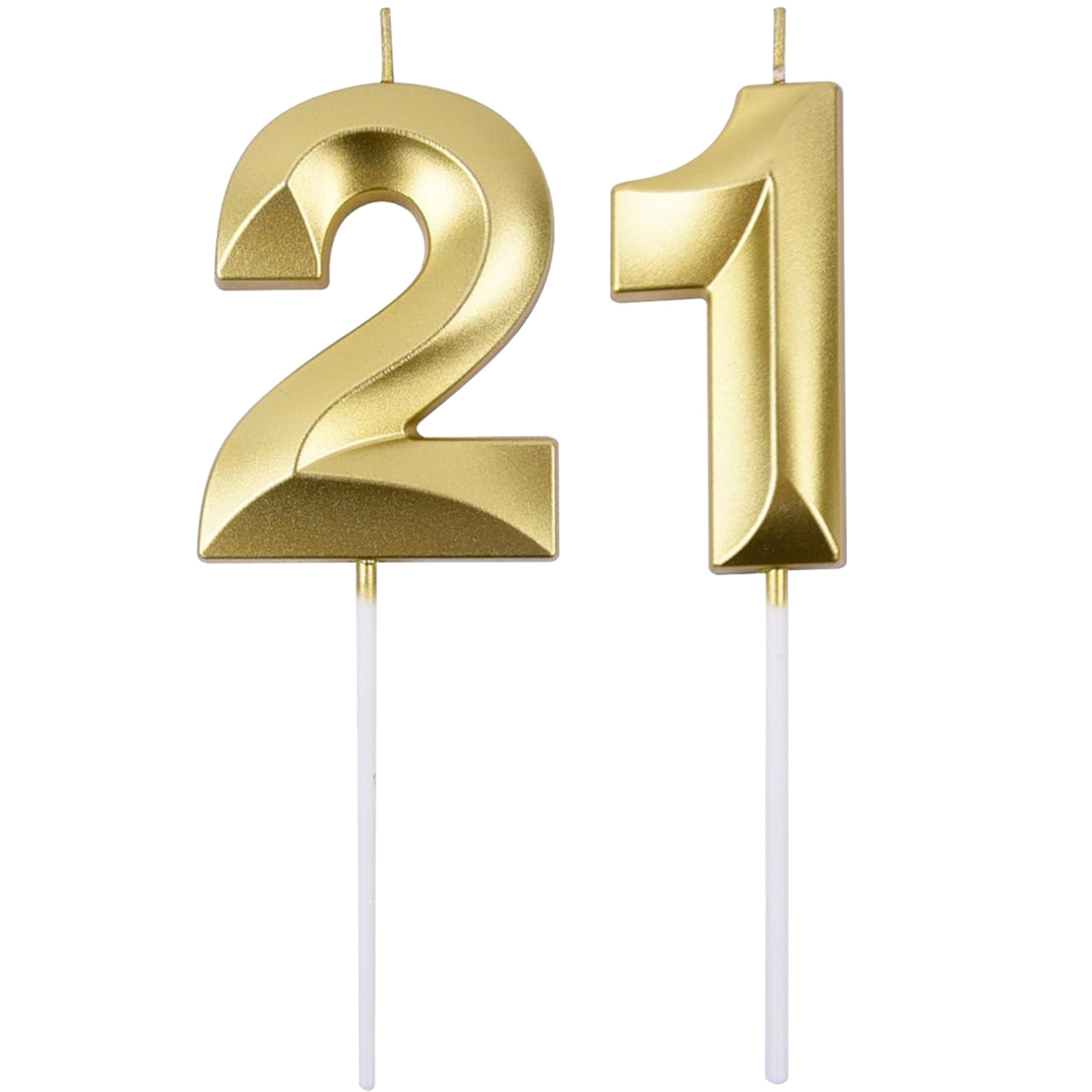 Gold Number 21 Birthday Candle Set - Elegant Cake Decoration -1