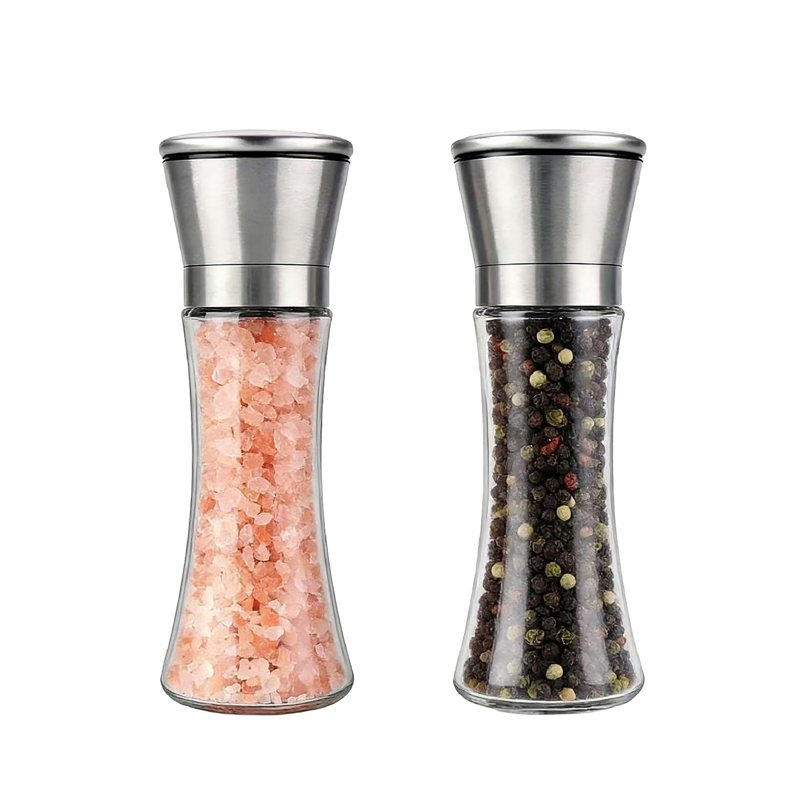 2-Pack Salt and Pepper Grinder Set, Manual Black Pepper Mill Refillable