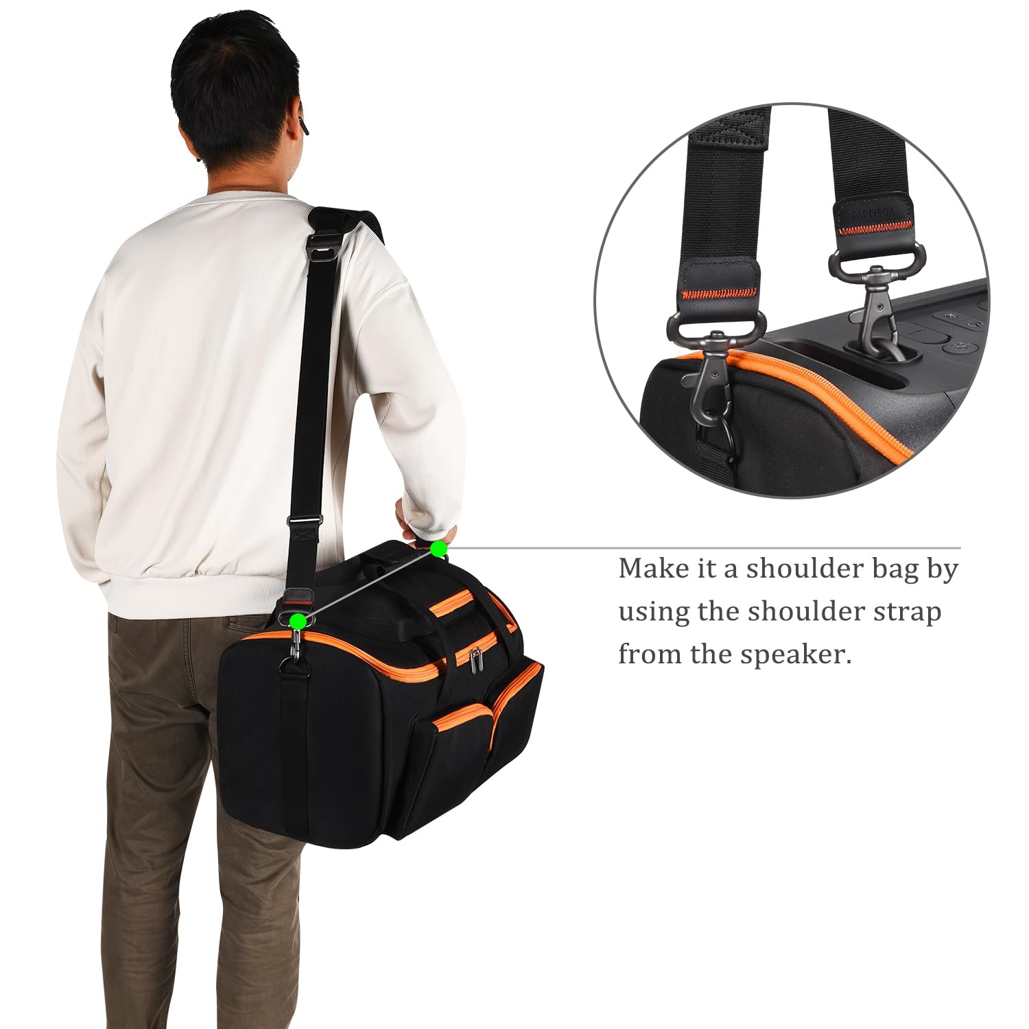 Sacoche Partybox on-The-Go Étui Housse de Transport Portable Sac de Voyage avec Poignée pour JBL PartyBox on-The-Go/PartyBox on-The-Go Essential Enceinte Portable Bluetooth et Microphone