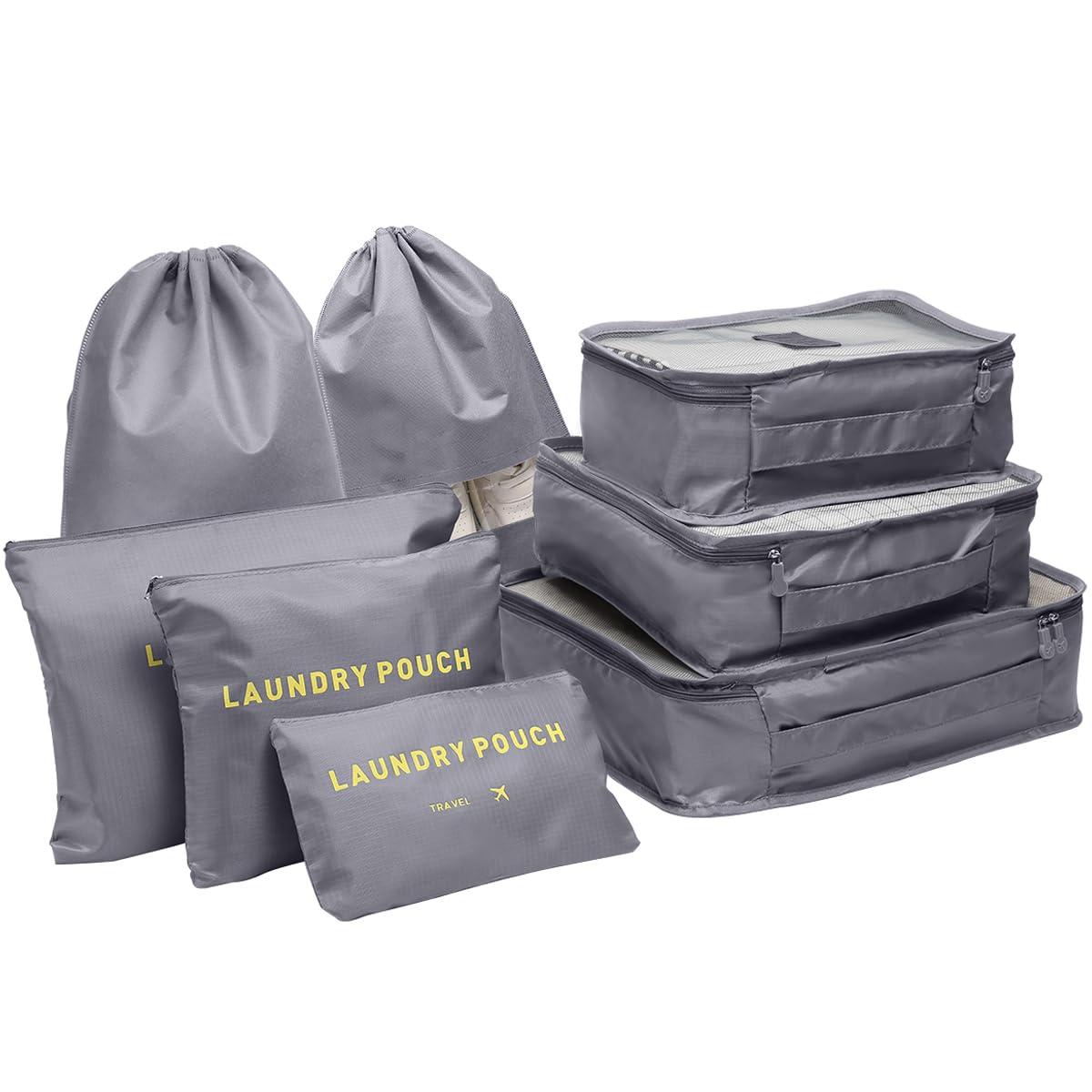 Packing Cubes for Suitcases, 8 pcs Packing Cubes Luggage Organiser Bags Travel Essentials Bags for Clothes Shoes Toiletries Travel Luggage Organizers Storage Bags