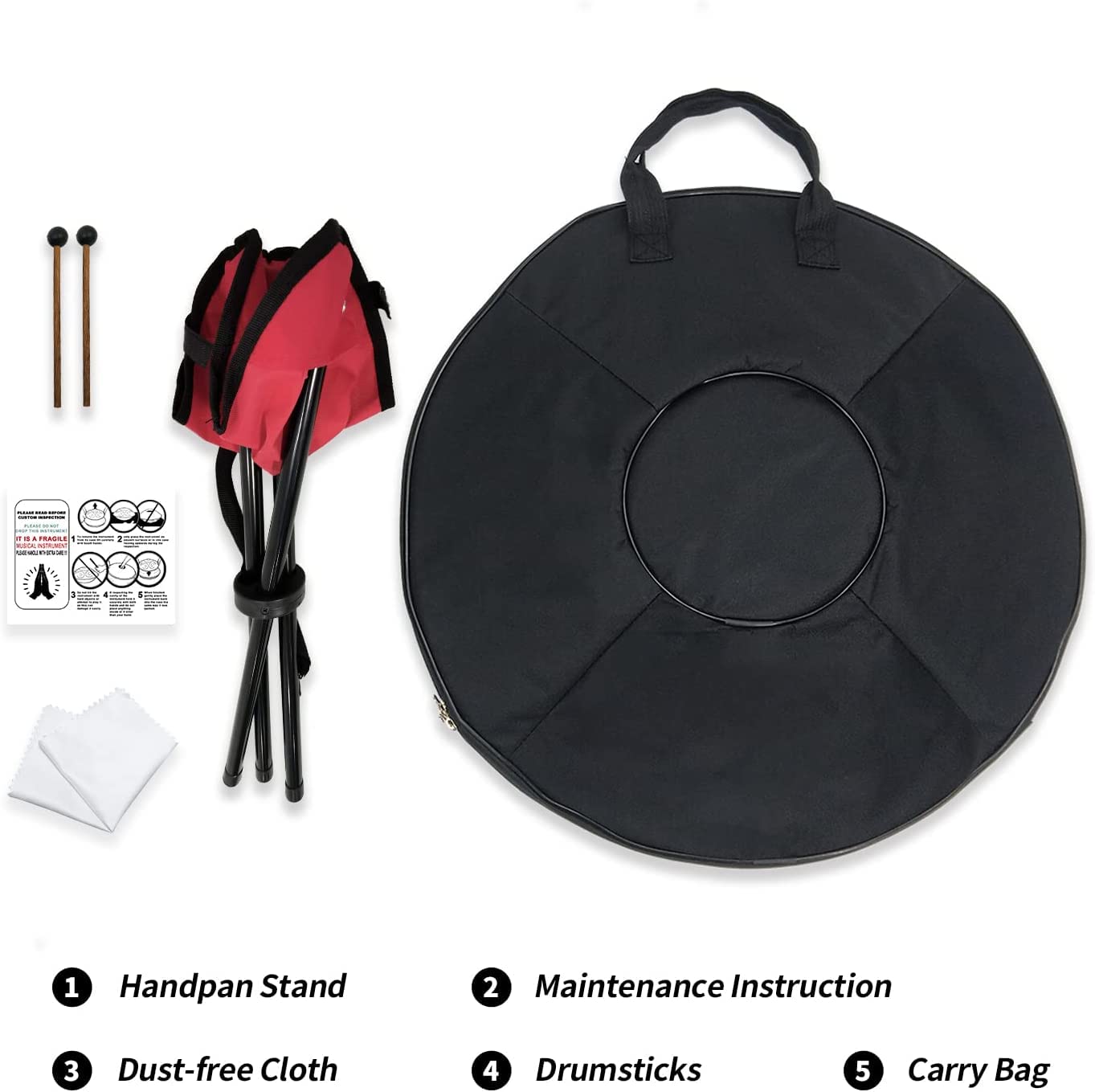 432hz Handpan Steel Drum 9 Töne 22inch "Purple Performer" in D Minor mit Handpan-Ständer, Handpan-Koffer