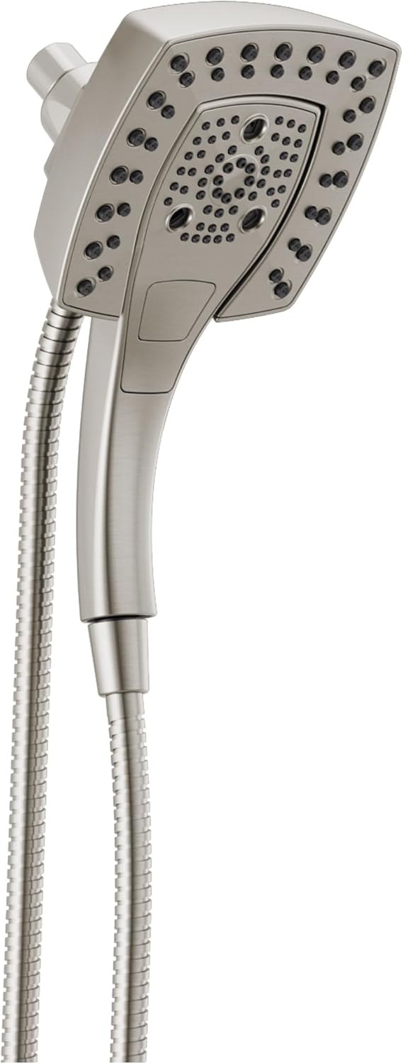 Delta Faucet 5-Spray In2ition Dual Shower Head with HandHeld Spray, H2Okinetic Brushed Nickel Shower Head with Hose, Showerheads, Magnetic Docking, Lumicoat Stainless 58474-SS-PR25