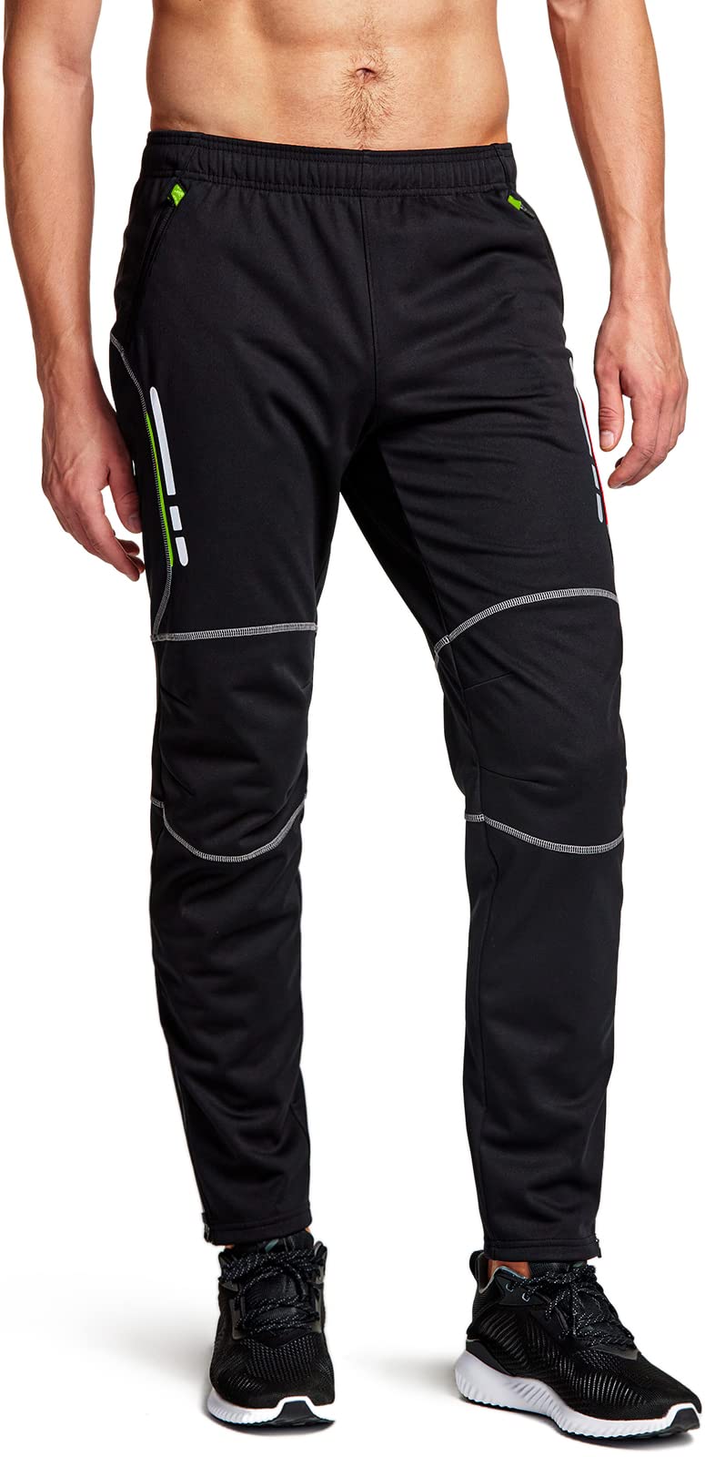 TSLA Men's Thermal Windproof Cycling Trousers, Fleece Lined Outdoor Bike Trousers, Winter Cold Weather Running Bottoms Pants