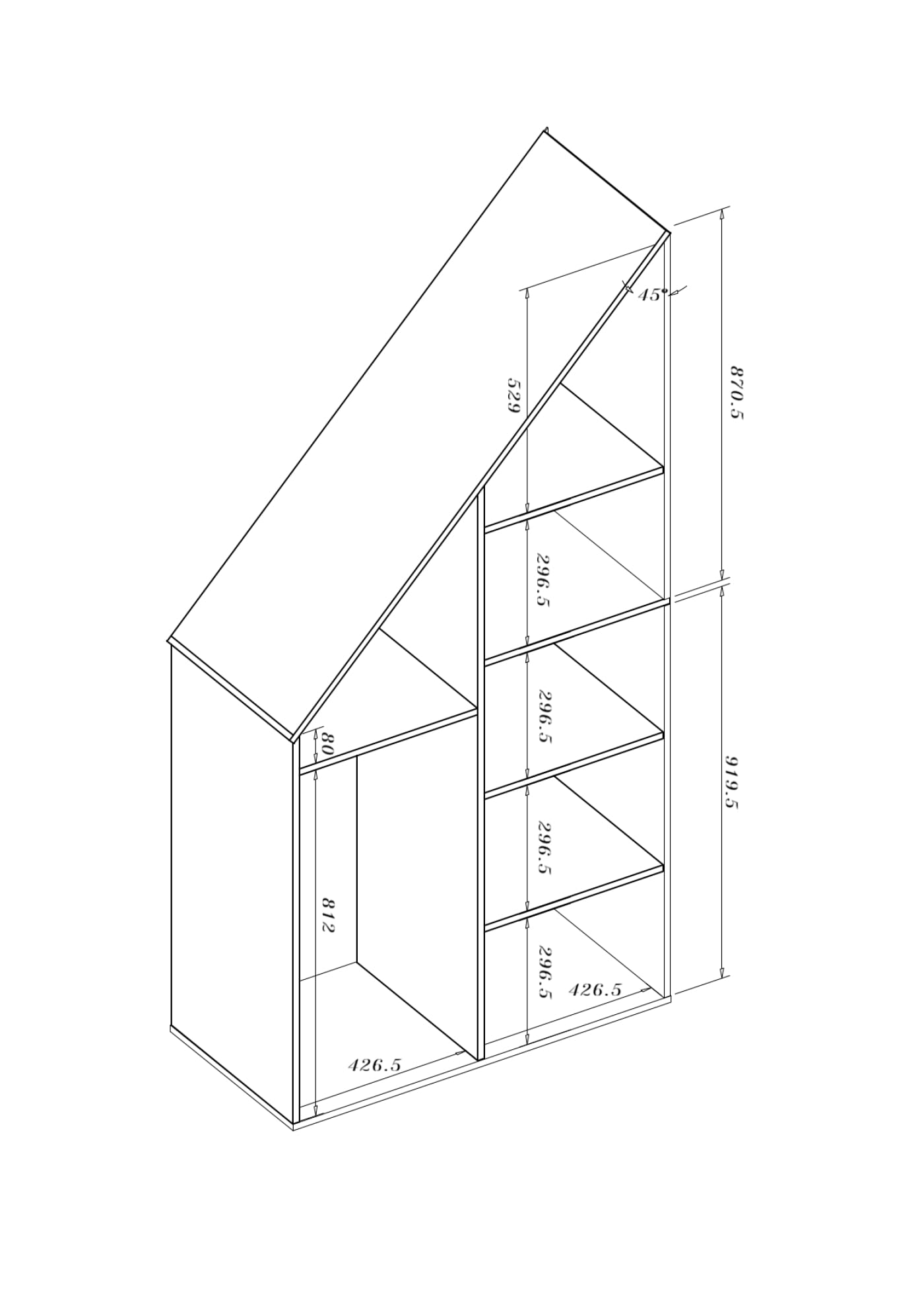 VDD – Fachschrank – Schrägwandschrank – Wandschrank – Weiß – Für Dachschrägen geeignet