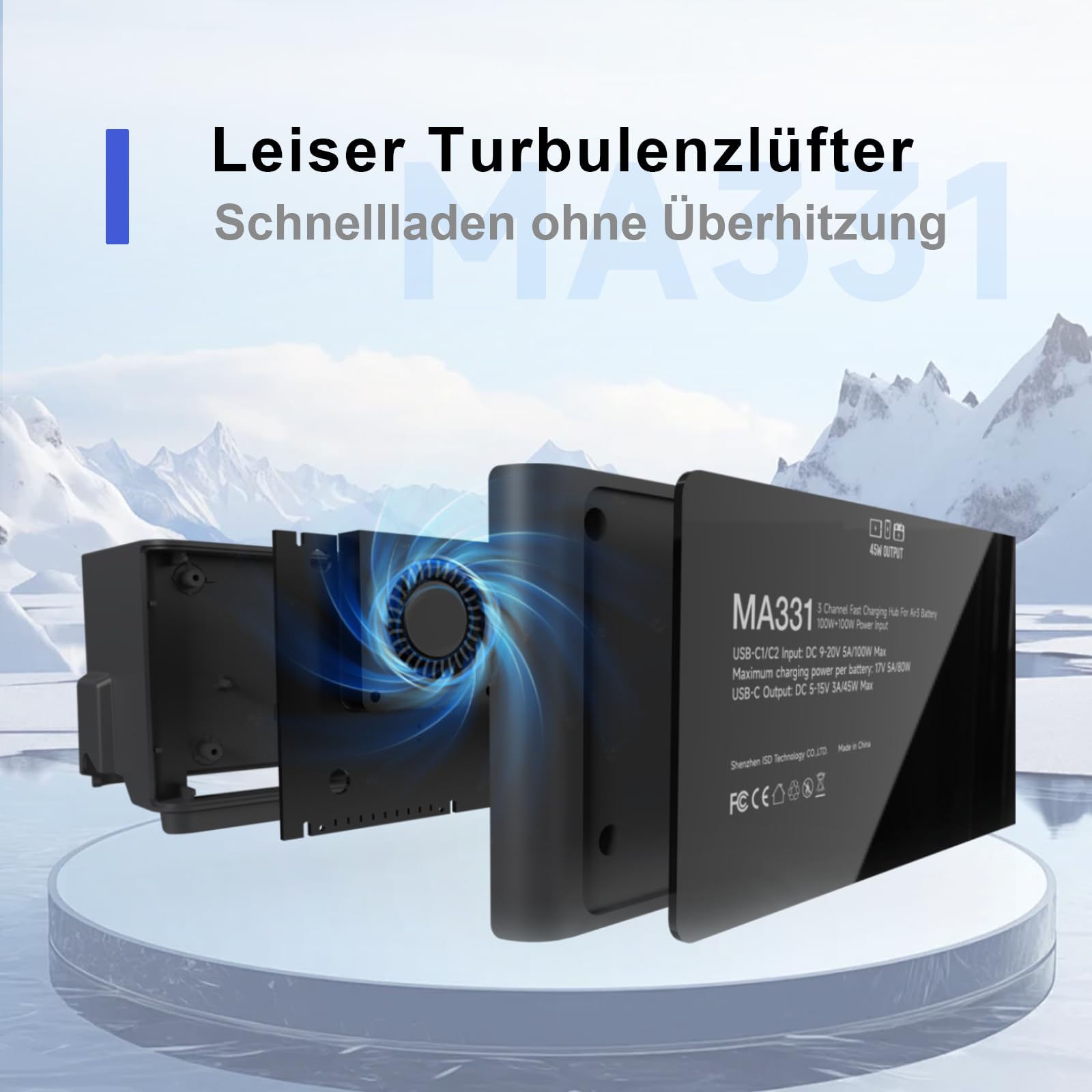 ISDT MA331 Hub de charge Air 3, chargeur de batterie intelligent 3 canaux 200 W pour DJI Air 3 Series, chargeur RC avec connexion d'application/écran LCD et fonction de décharge - 5