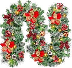 Snowy Pine Poinsettia Garland