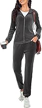 Aottori Women's Tracksuit Full Velvet Set 2 Pieces Hoodie Zipper Long Pants Sportswear Casual Winter