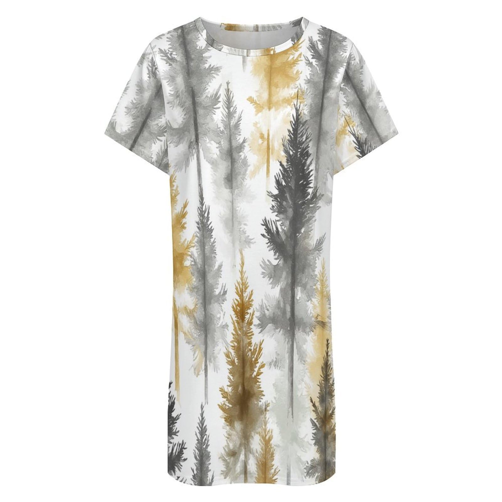 Camisones De Mujer - Paisaje Forestal Camisón De Manga Corta para Estar En Casa Tallas S-3Xl Holgado Largo Suave para El Verano.