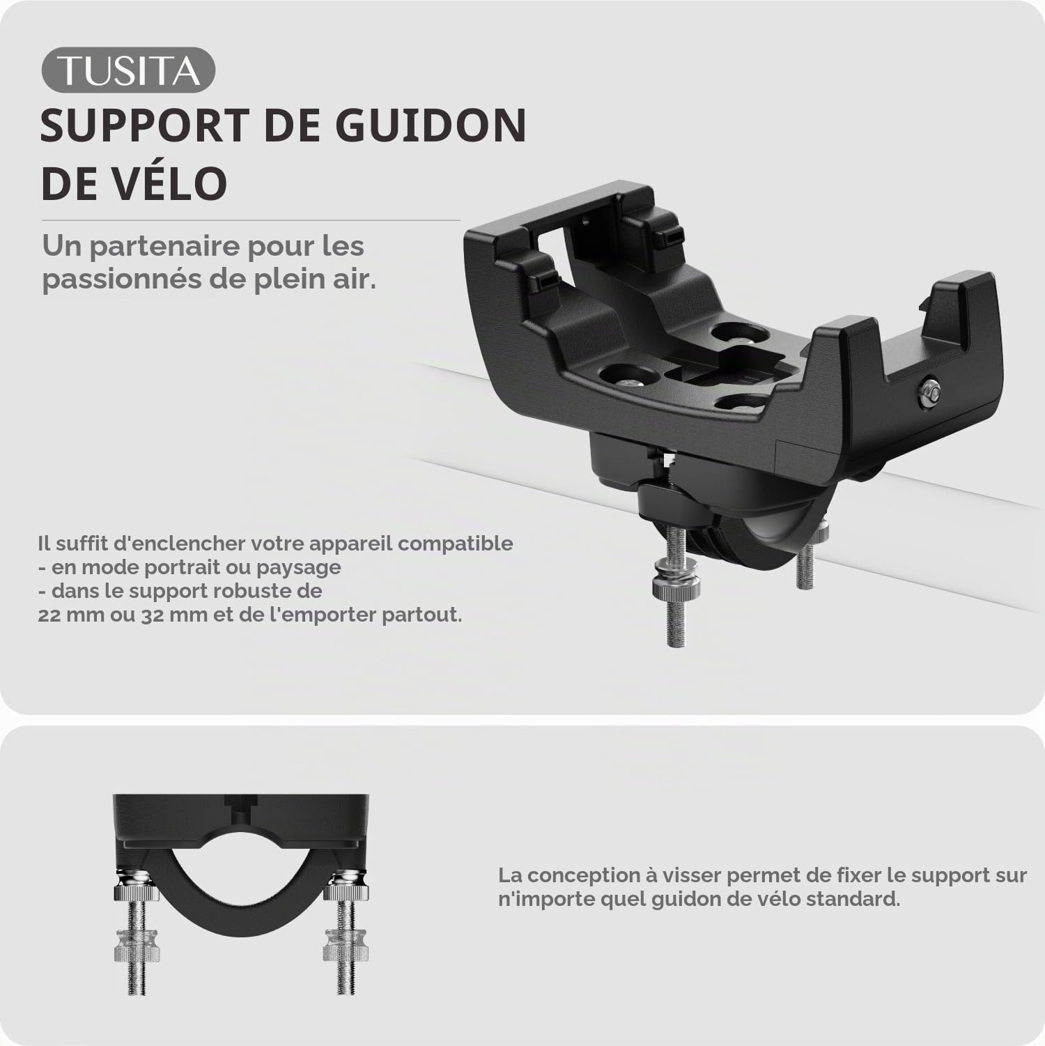 TUSITA Support GPS pour Vélo Compatible avec Garmin Montana 700 700i 710 710i 750i 760i - Accessoires pour Guidon
