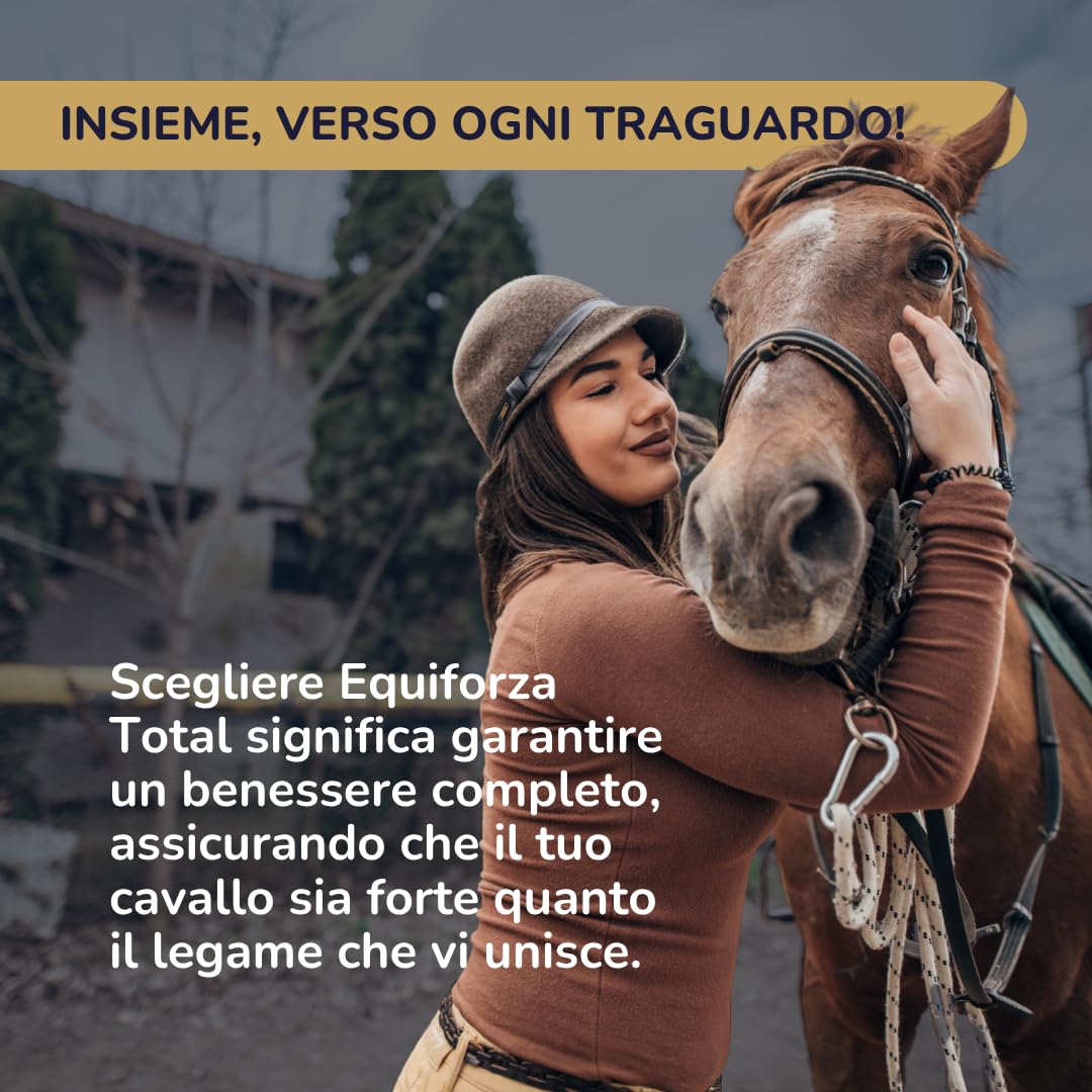 Equiforza Total Integratore in Polvere per Cavalli con BCAA, L-Carnitina, Gamma Orizanolo e Spirulina, Sviluppo Muscolare, Energia e Recupero, 1,5 kg