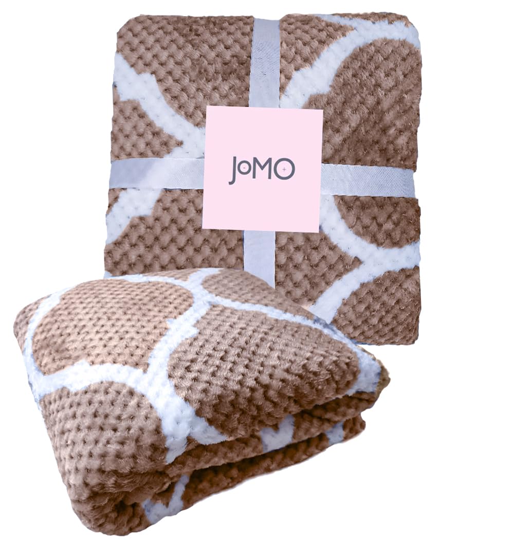 Striped Flannel Blanket Plush Throw Blanket Super Soft Flannel Blanket Single Size(160x220) For Bed and Sofas Warm and Comfortable (Camel)