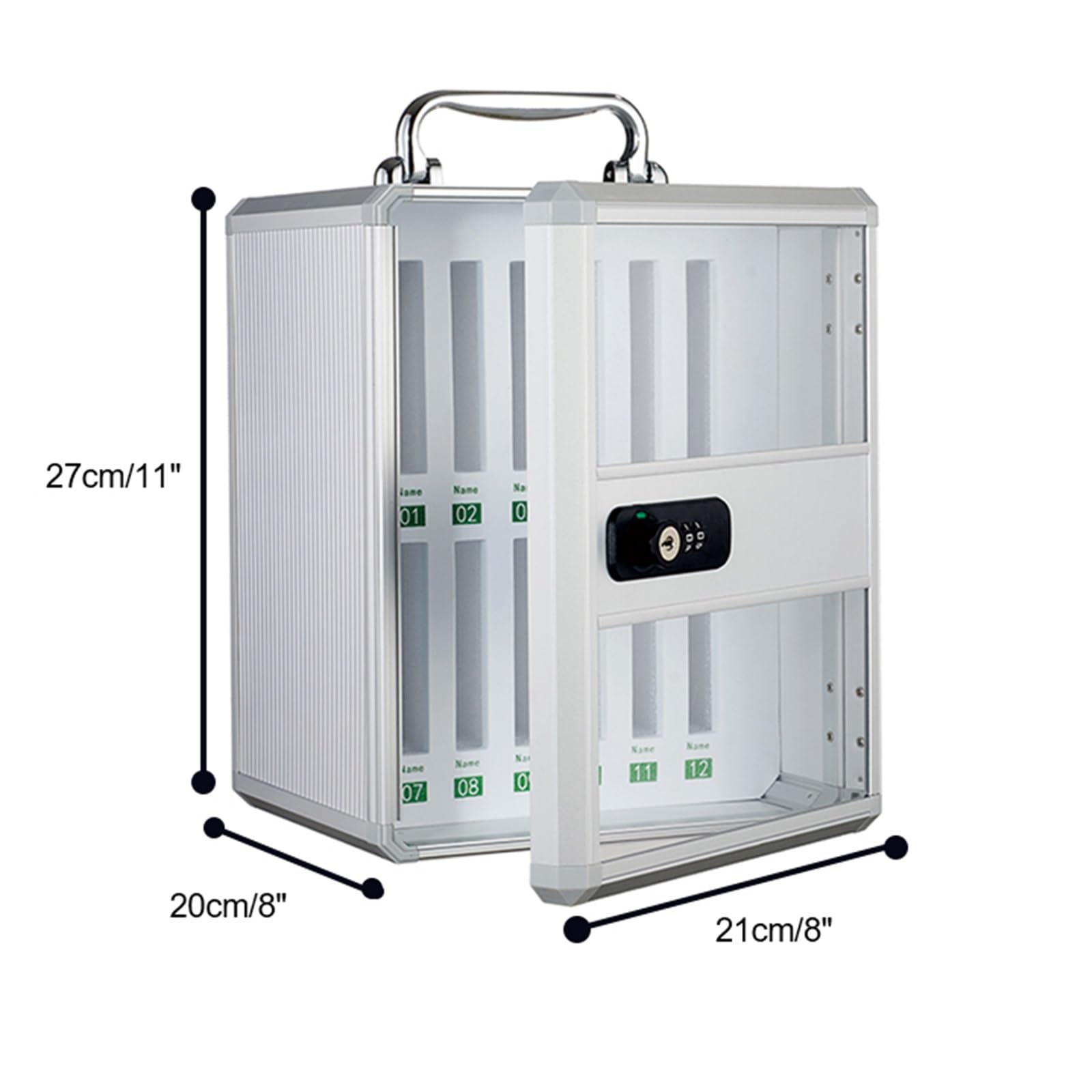 Armadietto per cellulare in lega di alluminio con serratura a combinazione, 12/24/36/48/60 slot, montaggio a parete Sto per aule e fabbriche (37 x 20 x 60,5 cm/15 x 8 x 24 pollici)