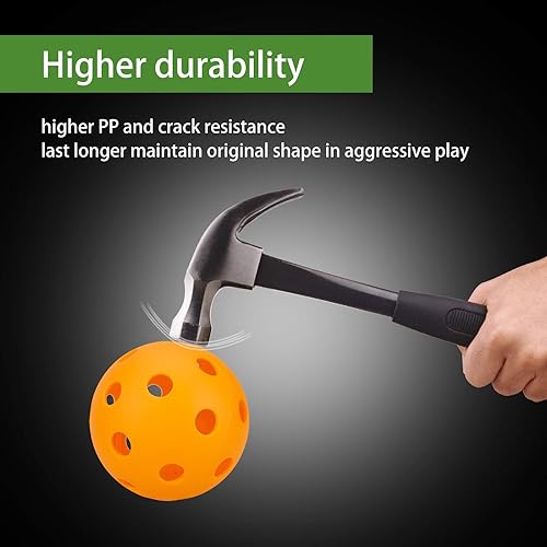 Miniatura 4 de CAMSOON Bolas de pickleball naranjas para interiores de 26 agujeros para interiores, color naranja brillante, paquete de 6 bolas de remo USAPA,