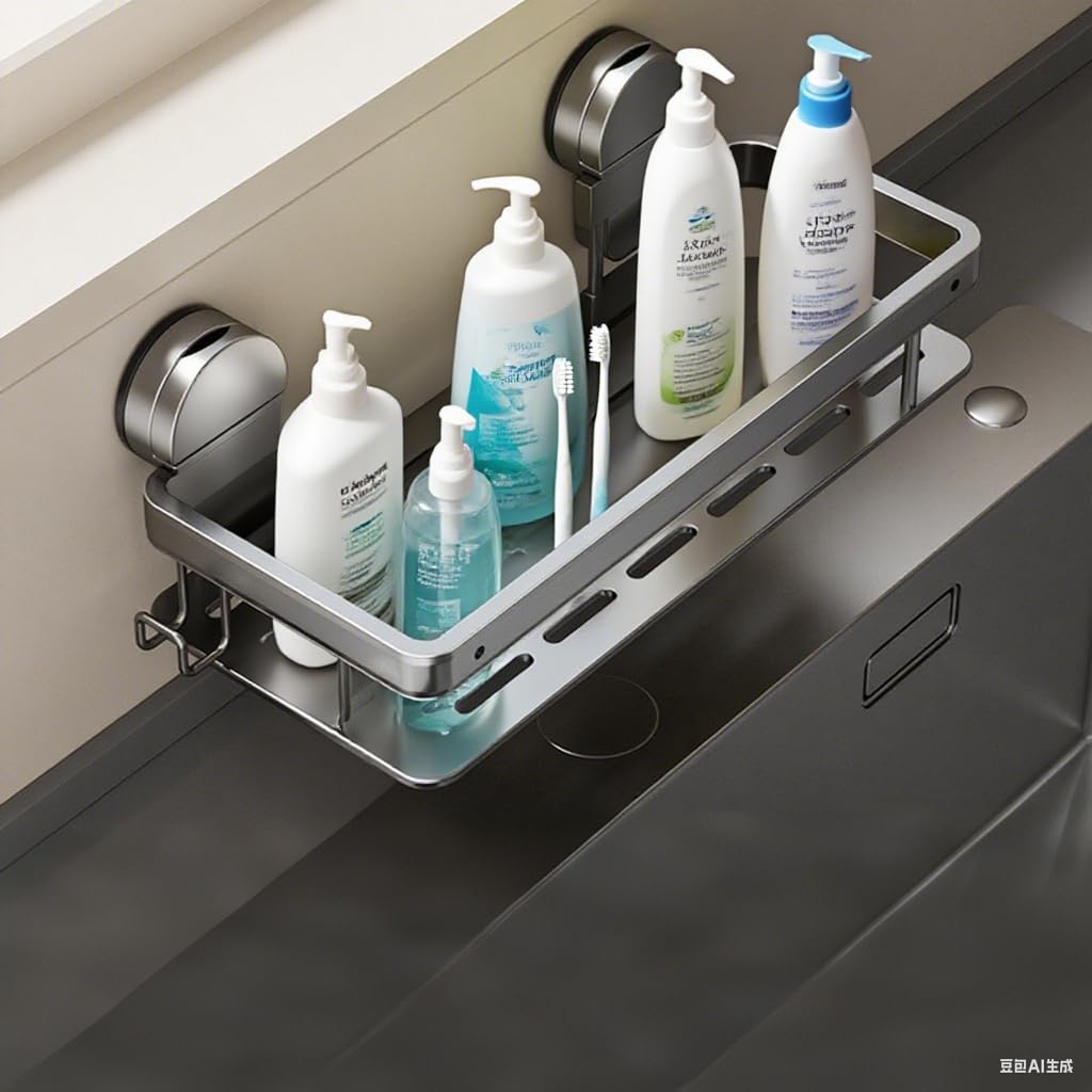 BREIS Shower Caddy 2 Pack Suction Cup Hanging Shelves No Drill Bathroom Wall Shelf Large Capacity Rustproof Organizer
