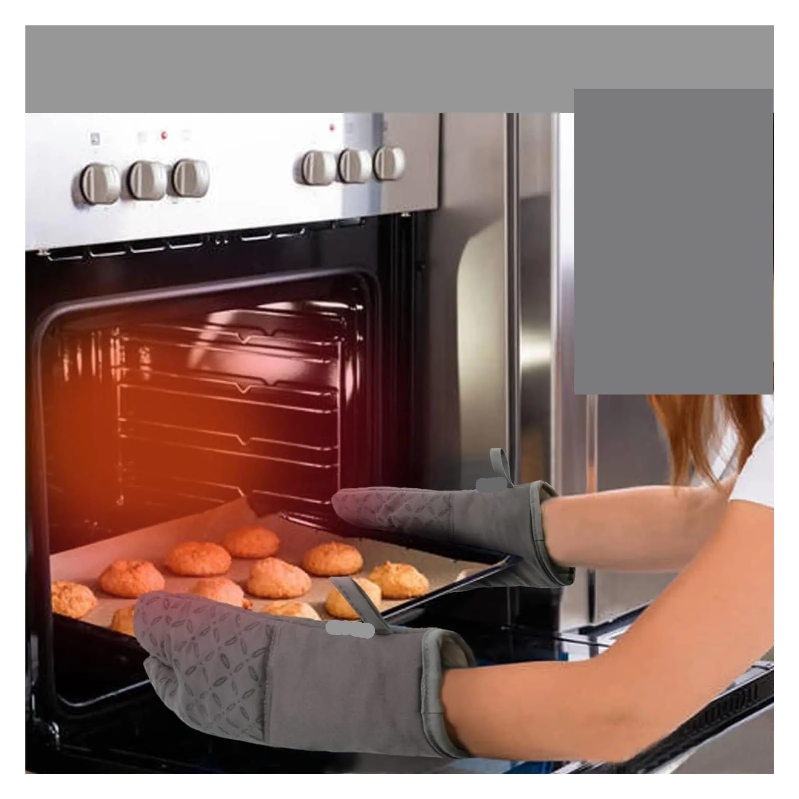 Genérico Set de Guantes de Horno de 6 Piezas, Silicona Microfibra, Gris