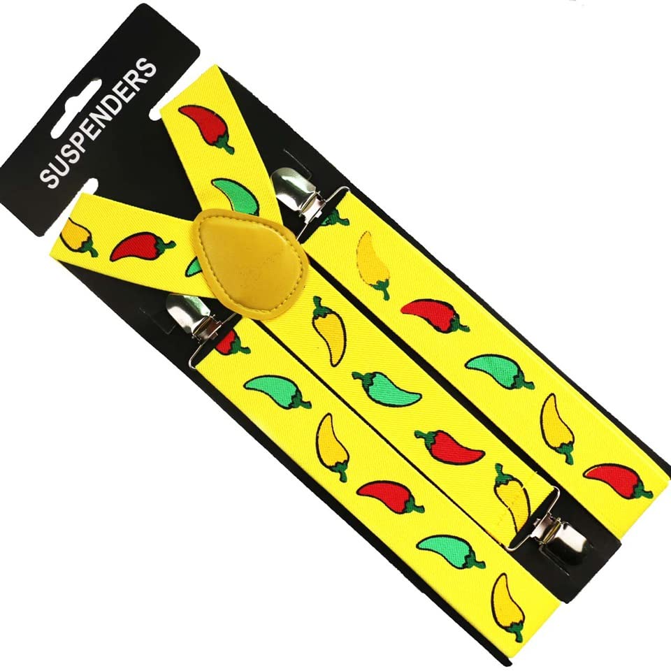 Generic2019 New Yellow Red Chili Print Suspender Unisex Adjustable Y-Back Suspenders