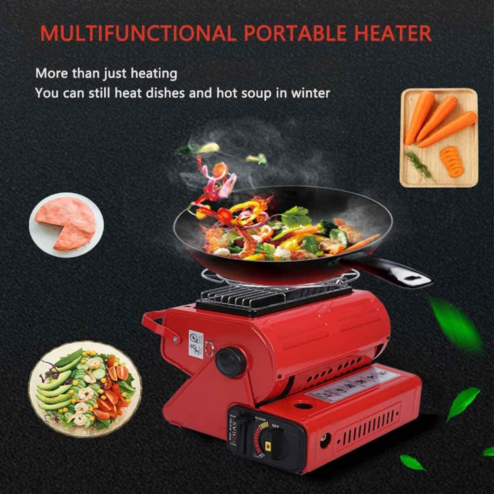 1.3KW Tragbare Gasheizung Für Outdoor Zeltheizung,Klein Campingküche Outdoor Gasstrahler Heizung Picknick Kocher, Winter Mobiles Gas Heizgerät Für Camping Angeln Wandern Caravan Zelt-Black